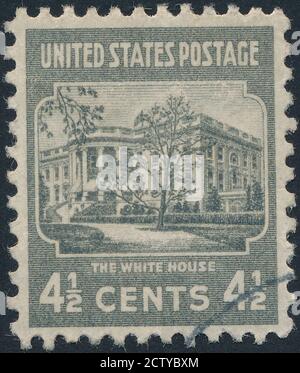 La photo de la Maison Blanche, annulé Stamp des États-Unis Avec la Maison Blanche Banque D'Images