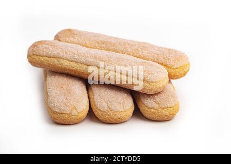 Biscuits Lady Finger sur fond blanc Banque D'Images