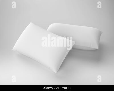 rendu 3d des coussins blancs doux sur fond blanc Banque D'Images