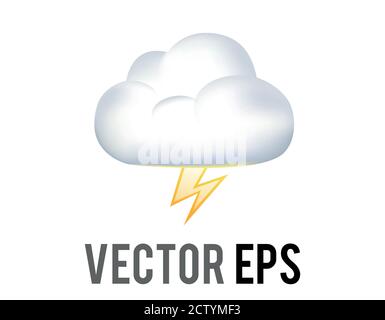 Le vecteur isolé des orages blancs icône de nuage avec la foudre jaune boulon clignotant depuis l'orage Illustration de Vecteur