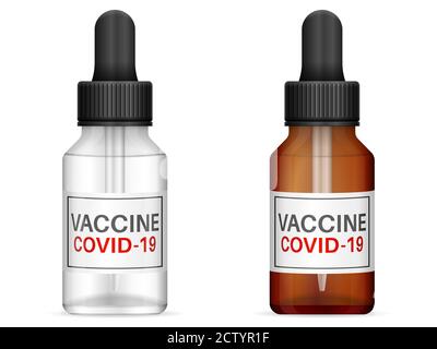 Vaccin Covid-19 sur fond blanc. Illustration vectorielle. Banque D'Images