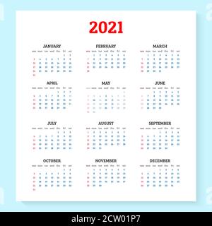 2021 calendrier annuel. Vector illustration Illustration de Vecteur