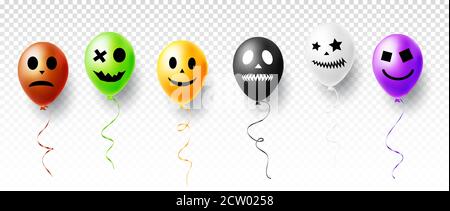 Halloween illustration vectorielle avec des personnages drôles ballons d'air isolés sur arrière-plan transparent Illustration de Vecteur