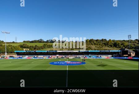 High Wycombe, Royaume-Uni. 26 septembre 2020. Vue générale à l'intérieur du stade avant le match de championnat Sky Bet entre Wycombe Wanderers et Swansea City à Adams Park, High Wycombe, Angleterre, le 26 septembre 2020. Photo de Liam McAvoy. Crédit : Prime Media Images/Alamy Live News Banque D'Images