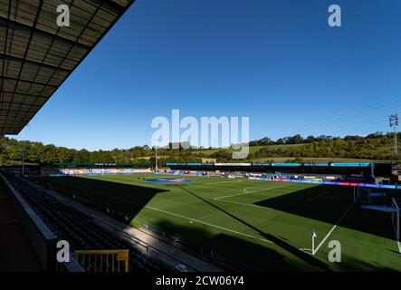 High Wycombe, Royaume-Uni. 26 septembre 2020. Vue générale à l'intérieur du stade avant le match de championnat Sky Bet entre Wycombe Wanderers et Swansea City à Adams Park, High Wycombe, Angleterre, le 26 septembre 2020. Photo de Liam McAvoy. Crédit : Prime Media Images/Alamy Live News Banque D'Images