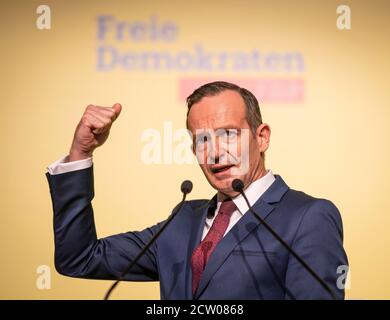 Mayence, Allemagne. 26 septembre 2020. Volker Wissing, président du FDP et ministre de l'économie, prend la parole à la conférence du parti d'État du FDP de Rhénanie-Palatinat. Les Démocrates libres décideront de leur programme pour les prochaines élections d'État en mars. Wissing avait été élu le week-end précédent comme nouveau Secrétaire général du FDP fédéral. Credit: Frank Rumpenhorst/dpa/Alay Live News Banque D'Images