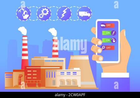 Gestion d'usine à distance. Industrie intelligente 4.0. Concept de bannière de site Web. Illustration de Vecteur