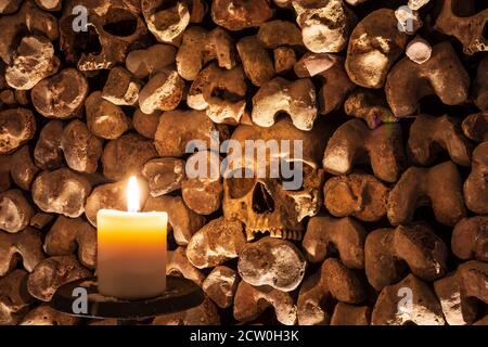 Brno (Brünn): Ossuaire à l'église Saint-Jacques (Kostnice u sv. Jakuba), des crânes dans la vieille ville, Jihomoravsky, Südmähren, Moravie du Sud, Tchèque Banque D'Images