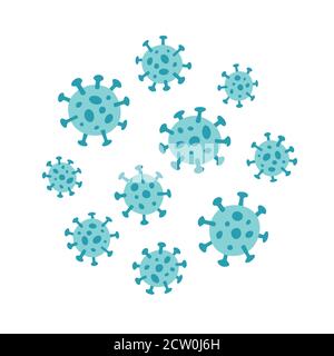 Coronavirus COVID 19 ou coronavirus Wuhan. Définir des objets dessinés à la main Illustration de Vecteur