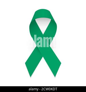 Ruban de sensibilisation vert de Jade comme symbole hépatite B et cancer du foie. Isoler l'objet vectoriel Illustration de Vecteur