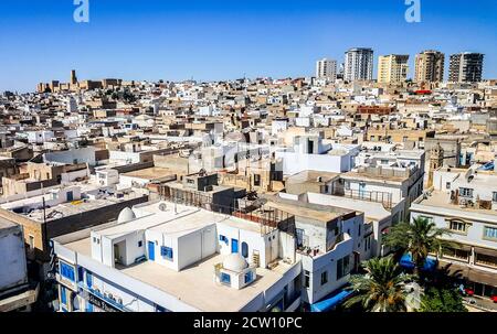 Vue panoramique sur Sousse, Tunisie Banque D'Images