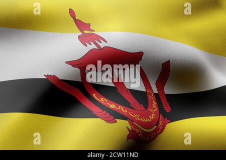 Rendu 3d d'un détail d'un drapeau de Brunei en vase clos Banque D'Images