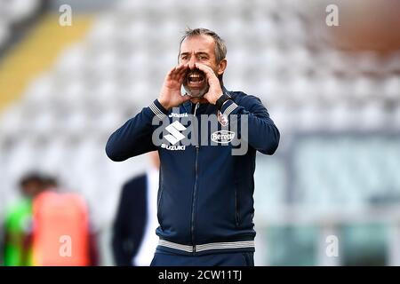 Turin, Italie. 26 septembre 2020. TURIN, ITALIE - 26 septembre 2020 : Marco Giampaolo du FC Torino réagit au cours de la série UN match de football entre le FC Torino et Atalanta BC. (Photo de Nicolò Campo/Sipa USA) crédit: SIPA USA/Alay Live News Banque D'Images