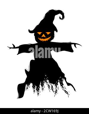 Silhouette de carecrow pour l'affiche d'Halloween, la bannière, les cartes d'invitation et les cartes de vœux Illustration de Vecteur