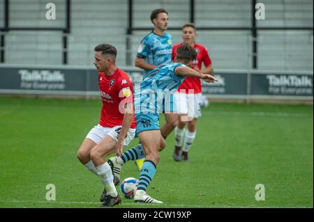 SALFORD, ANGLETERRE. 26 SEPT 2020 Ian Henderson du FC de Salford City perd le ballon lors du match de la Sky Bet League 2 entre Salford City et Forest Green Rovers à Moor Lane, Salford. (Credit: Ian Charles | MI News) Credit: MI News & Sport /Alay Live News Banque D'Images