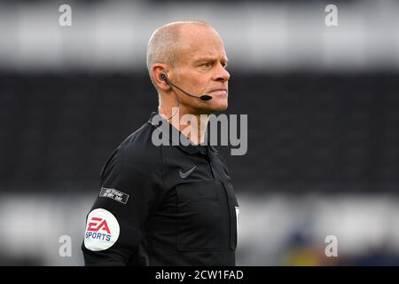 DERBY, ANGLETERRE. 26 SEPTEMBRE 2020 Referee Andy Woolmer lors du match de championnat Sky Bet entre Derby County et Blackburn Rovers au Pride Park, Derby le samedi 26 septembre 2020. (Credit: Jon Hobley | MI News) Credit: MI News & Sport /Alay Live News Banque D'Images