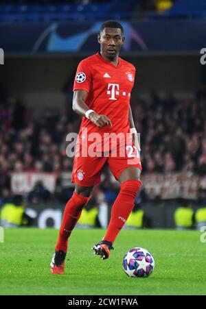 LONDRES, ANGLETERRE - 26 FÉVRIER 2020 : David Alaba, du Bayern, photographié lors du match de 16 de l'UEFA Champions League 2019/20 entre Chelsea FC et Bayern Munich, au Stamford Bridge. Banque D'Images