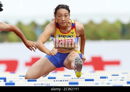 Nagano Athletic Stadium, Nagano, Japon. 26 septembre 2020. Yuki Yamasaki, 26 SEPTEMBRE 2020 - Athlétisme : les 104e championnats nationaux de piste et de terrain du Japon événements combinés Heptathlon féminin 100m haies au stade d'athlétisme Nagano, Nagano, Japon. Crédit: Naoki Nishimura/AFLO SPORT/Alay Live News Banque D'Images