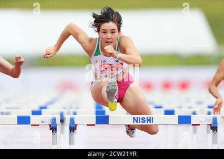 Nagano Athletic Stadium, Nagano, Japon. 26 septembre 2020. Meg Hemphill, 26 SEPTEMBRE 2020 - Athlétisme : les 104e championnats nationaux japonais d'athlétisme événements combinés Heptathlon féminin 100m haies au Nagano Athletic Stadium, Nagano, Japon. Crédit: Naoki Nishimura/AFLO SPORT/Alay Live News Banque D'Images