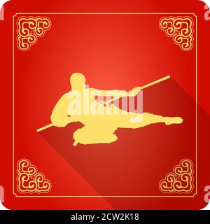 Classique chinois Kung Fu Master Icon, Flat Design Illustration de Vecteur