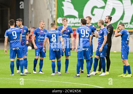 Gdansk, Pologne. 26 septembre 2020. Équipe de Podbeskidzie vu pendant le match polonais Ekstraklasa entre Lechia Gdansk et TS Podbeskidzie Bielsko Biala.(score final; Lechia Gdansk 4:0 TS Podbeskidzie Bielsko Biala) Credit: SOPA Images Limited/Alay Live News Banque D'Images