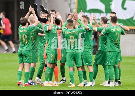 Gdansk, Pologne. 26 septembre 2020. Équipe de Lechia vu pendant le match polonais Ekstraklasa entre Lechia Gdansk et TS Podbeskidzie Bielsko Biala.(score final; Lechia Gdansk 4:0 TS Podbeskidzie Bielsko Biala) Credit: SOPA Images Limited/Alamy Live News Banque D'Images