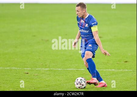 Gdansk, Pologne. 26 septembre 2020. Lukasz Sierpina de Podbeskidzie vu en action pendant le match polonais Ekstraklasa entre Lechia Gdansk et TS Podbeskidzie Bielsko Biala.(score final; Lechia Gdansk 4:0 TS Podbeskidzie Bielsko Biala) Credit: SOPA Images Limited/Alay Live News Banque D'Images