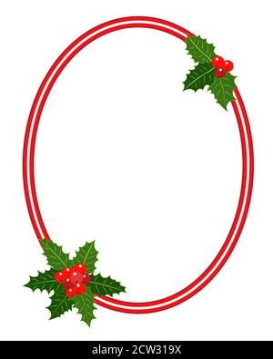 Cadre de Noël avec ellipse Holly Leaves pour votre motif. Illustration de Vecteur