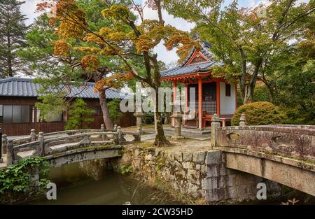 Les ponts en pierre sur le cours d'eau jusqu'au petit sanctuaire sur le territoire du temple Kiyomizu-dera (eau pure). Kyoto. Japon Banque D'Images