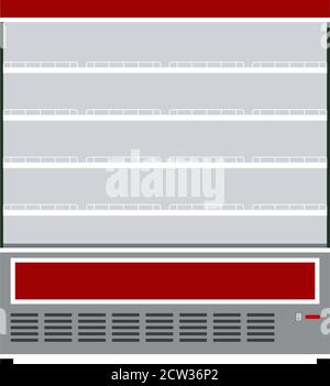 Icône vitrine réfrigérateur supermarché. Conception couleur plate. Illustration vectorielle. Illustration de Vecteur