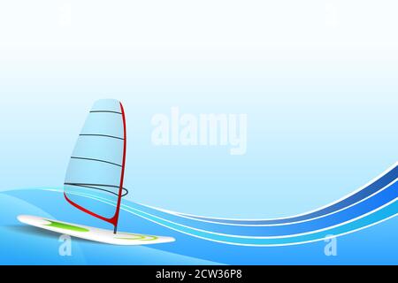 Résumé fond mer vacances design rouge vert blanc planche à voile bleu vecteur d'illustration du cadre Illustration de Vecteur