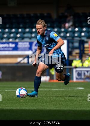 High Wycombe, Royaume-Uni. 26 septembre 2020. Alex Samuel de Wycombe Wanderers lors du match de championnat Sky Bet entre Wycombe Wanderers et Swansea City à Adams Park, High Wycombe, Angleterre, le 26 septembre 2020. Photo de Liam McAvoy. Crédit : Prime Media Images/Alamy Live News Banque D'Images