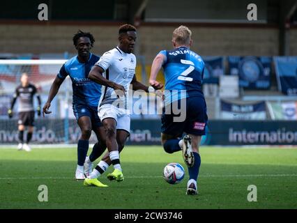 High Wycombe, Royaume-Uni. 26 septembre 2020. Jamal Lowe de Swansea City lors du match de championnat Sky Bet entre Wycombe Wanderers et Swansea City à Adams Park, High Wycombe, Angleterre, le 26 septembre 2020. Photo de Liam McAvoy. Crédit : Prime Media Images/Alamy Live News Banque D'Images