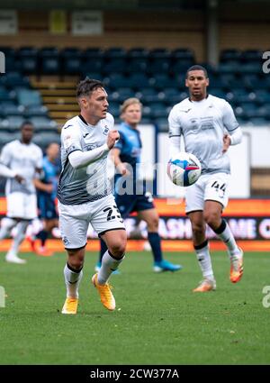 High Wycombe, Royaume-Uni. 26 septembre 2020. Connor Roberts de Swansea City lors du match de championnat Sky Bet entre Wycombe Wanderers et Swansea City à Adams Park, High Wycombe, Angleterre, le 26 septembre 2020. Photo de Liam McAvoy. Crédit : Prime Media Images/Alamy Live News Banque D'Images