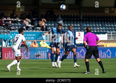 High Wycombe, Royaume-Uni. 26 septembre 2020. Nick Freeman de Wycombe Wanderers lors du match de championnat Sky Bet entre Wycombe Wanderers et Swansea City à Adams Park, High Wycombe, Angleterre, le 26 septembre 2020. Photo de Liam McAvoy. Crédit : Prime Media Images/Alamy Live News Banque D'Images