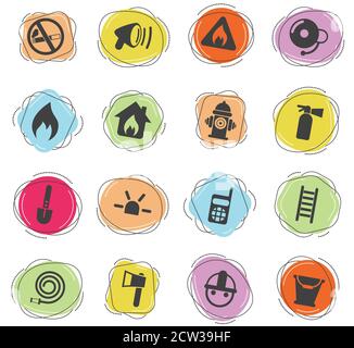 Fire Brigade icon set Illustration de Vecteur