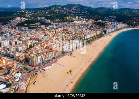 Vue aérienne de Lloret de Mar sur la Costa Brava En Espagne Banque D'Images