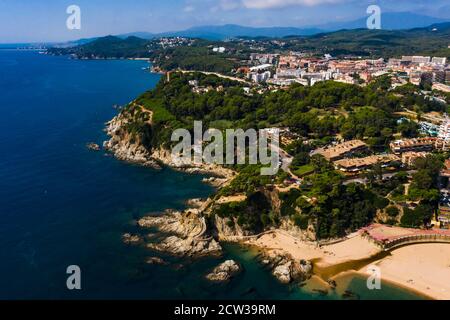 Vue aérienne de Lloret de Mar sur la Costa Brava En Espagne Banque D'Images