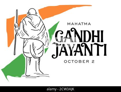 Gandhi Jayanti est un événement célébré en Inde pour marquer l'anniversaire de naissance de Mahatma Gandhi, la conception de vecteur avec drapeau indien Illustration de Vecteur