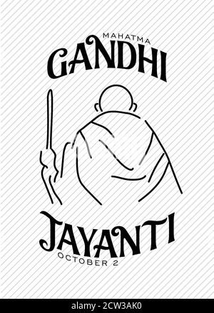 Gandhi Jayanti est un événement célébré en Inde pour marquer l'anniversaire de naissance de Mahatma Gandhi, vecteur blanc fond Illustration de Vecteur