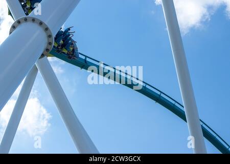 Carowinds, États-Unis - 19 août 2019. Attraction Fury 325 dans le parc à thème Carowinds le 19 août 2019 à Charlotte, Caroline du Nord, Etats-Unis Banque D'Images