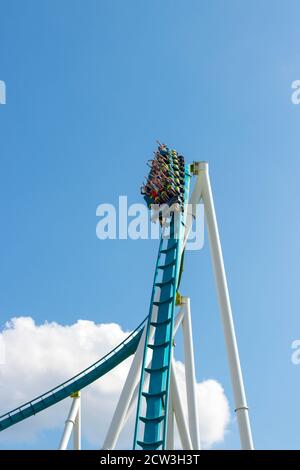 Carowinds, États-Unis - 19 août 2019. Attraction Fury 325 dans le parc à thème Carowinds le 19 août 2019 à Charlotte, Caroline du Nord, Etats-Unis Banque D'Images