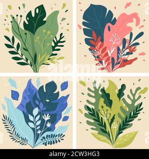 Arbustes ou buissons à feuillage luxuriant et en fleurs Illustration de Vecteur