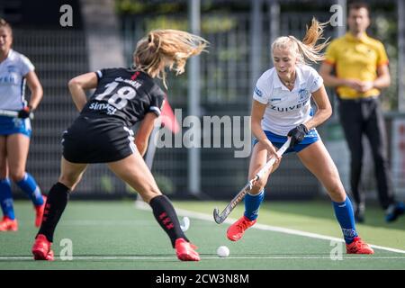 Amstelveen, pays-Bas. 12 juin 2019. AMSTELVEEN, 27-09C2020, Wagener Stadion, Hoofdklasse Hockey Dames, Seizoen 2020-201. Joueur Kampong Luna Fokke. Pendant le jeu Amsterdam D1 - Kampong D1. Crédit : Pro Shots/Alamy Live News Banque D'Images