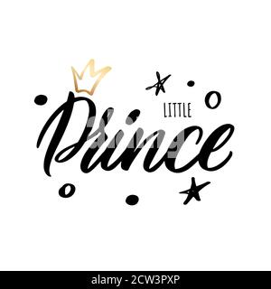 Petit Prince lettrage manuscrit pour impression sur des vêtements et des souvenirs Illustration de Vecteur