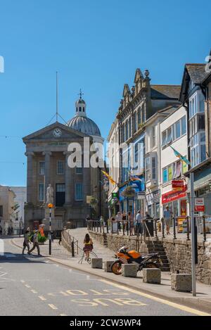 Penzance Cornwall ville, vue en été de la place du marché dans le centre de Penzance, Cornouailles, sud-ouest de l'Angleterre, Royaume-Uni Banque D'Images