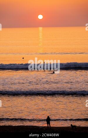 Coucher de soleil surf Banque D'Images