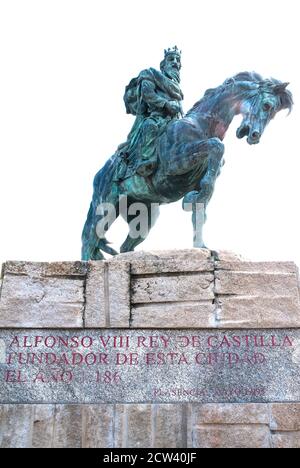 La statue équestre de Alfonso VIII en Plasencia. Conjunto histórico artístico. Cáceres. L'Estrémadure. España Banque D'Images