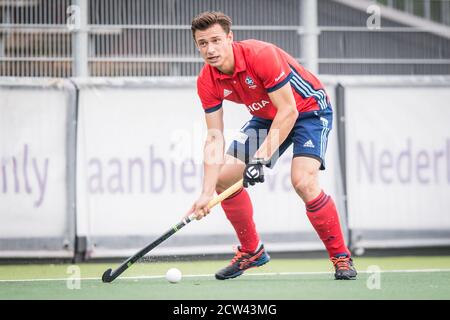 Amstelveen, pays-Bas. 12 juin 2019. AMSTELVEEN, 27-09C2020, Wagener Stadion, Tulp Hoofdklasse Hockey Heren, Seizoen 2020-201. Joueur Tilburg Sander visser. Pendant le jeu Amsterdam H1 - Tilburg H1. Crédit : Pro Shots/Alamy Live News Banque D'Images