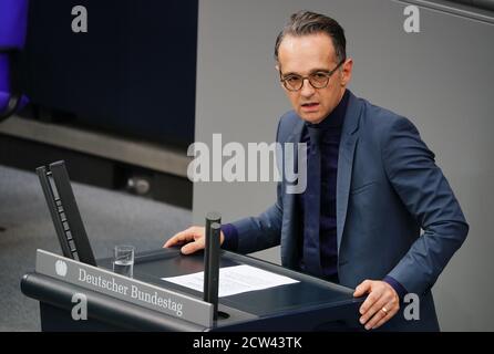 Berlin, Allemagne. 16 septembre 2020. Heiko Maas (SPD), ministre des Affaires étrangères, prend la parole lors d'une session du Bundestag. Credit: Michael Kappeller/dpa/Alay Live News Banque D'Images